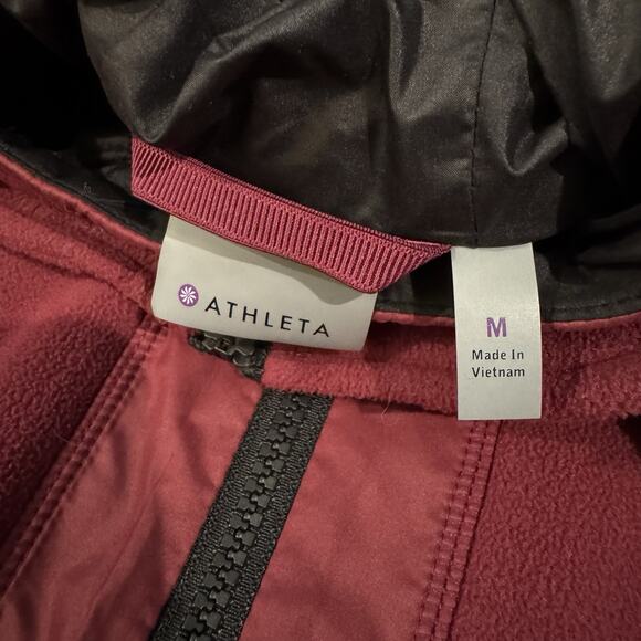 Athleta Power Peak Hooded Jacket Double-Zipper Berry Purple Red M Hiking Running - Picture 8 of 13